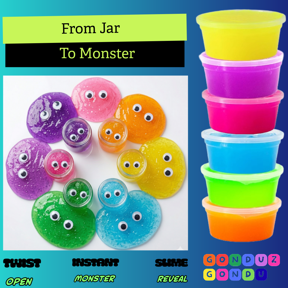 GONDUZ GONDU™ Monster Slime Complete Set — No Borax, EN71 Certified Premade Sensory Slime, Collect All 6 Characters, Ages 6+