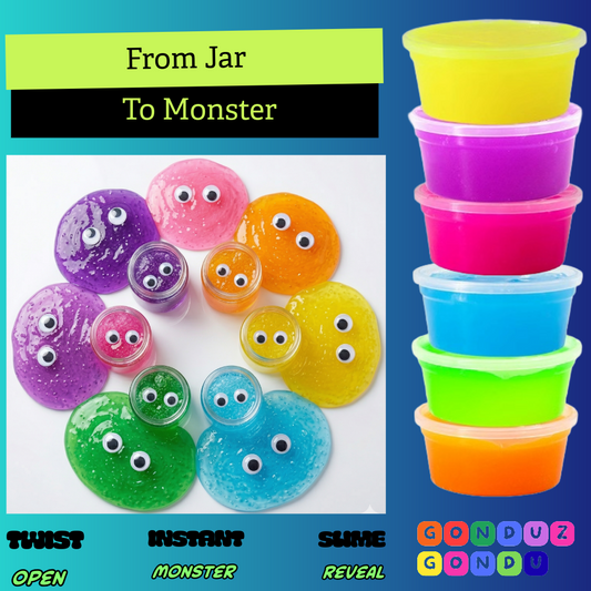 GONDUZ GONDU™ Monster Slime Complete Set — No Borax, EN71 Certified Premade Sensory Slime, Collect All 6 Characters, Ages 6+