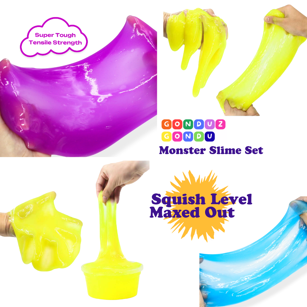 GONDUZ GONDU™ Monster Slime Complete Set — No Borax, EN71 Certified Premade Sensory Slime, Collect All 6 Characters, Ages 6+